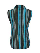 Button Detail Striped Sleeveless Shirt OutfitFlow